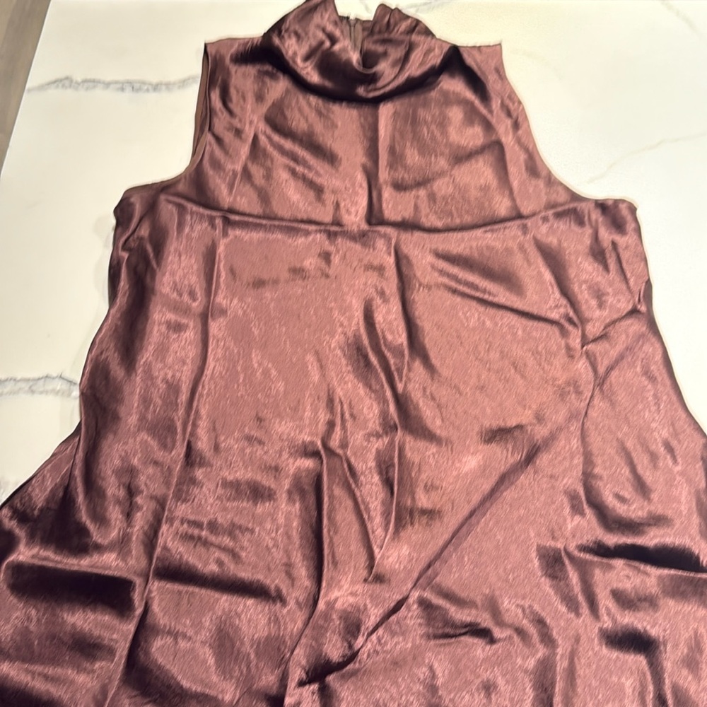 Vince Silk Mockneck Dress - Brown